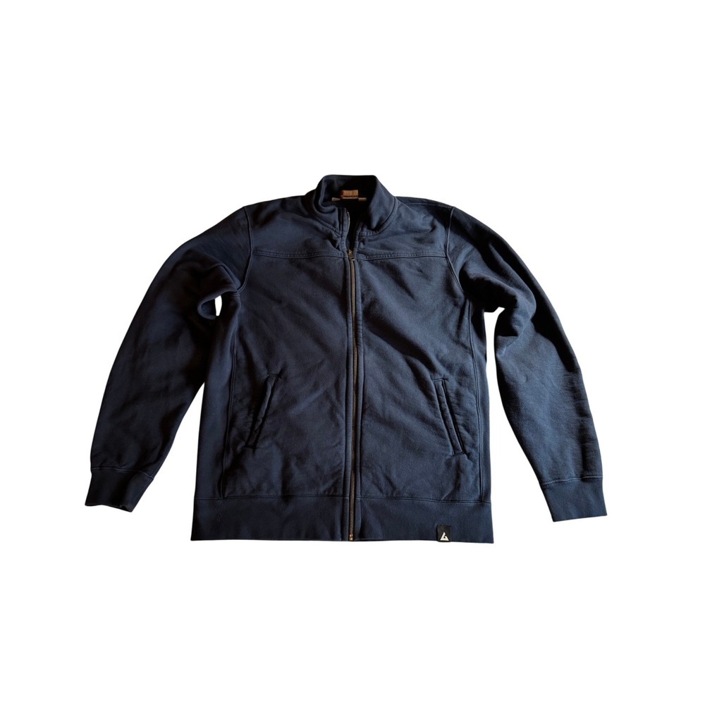 American Giant Mens‎ Moto Full Zip Jacket Sweatshirt Navy Blue Cotton Size L